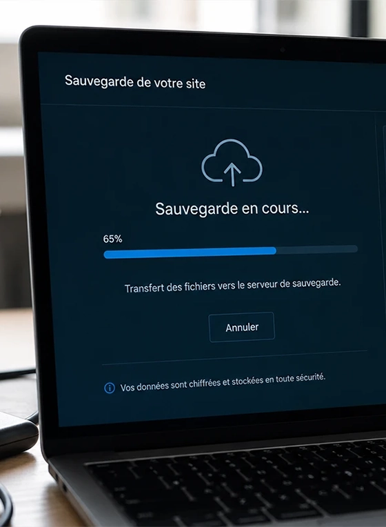 Sauvegarde en cours d'un site internet professionnel